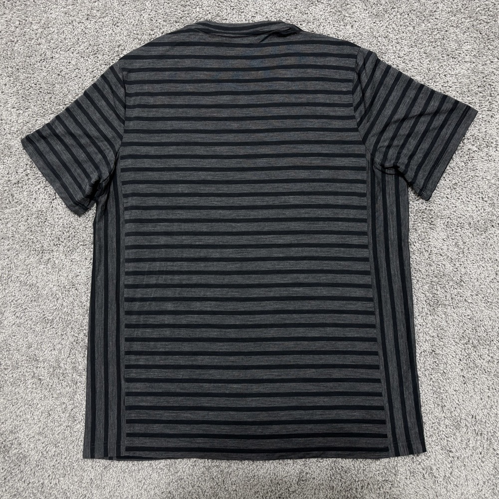 Icebreaker Cool-Lite Wool Blend T Shirt Gray Stripe Base Layer Hiking Mens Large - Picture 7 of 15